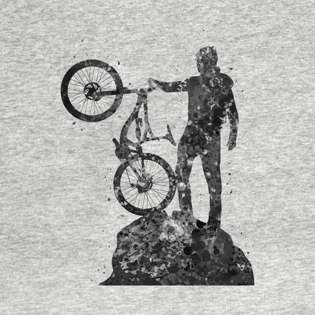 Downhill mountain biker black and white by Yahya Art